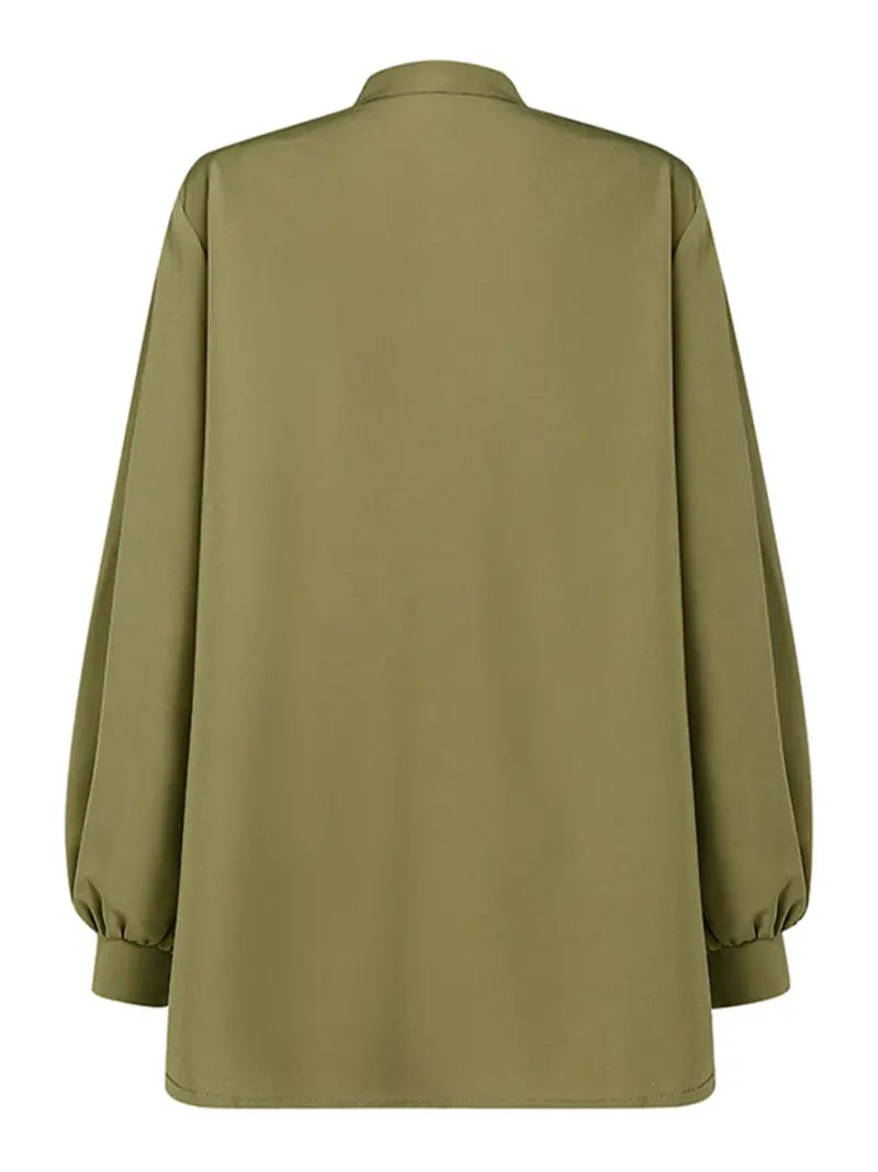 ZANZEA Plus Size Fine Pleated Long Sleeve Top