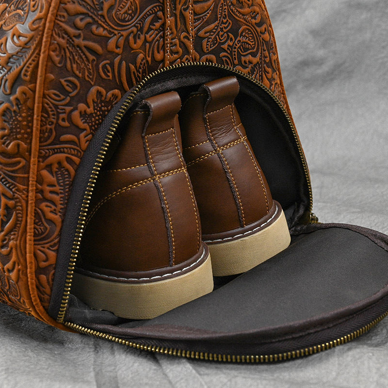 Vintage Crazy Horse Embossed Leather Weekend Bags