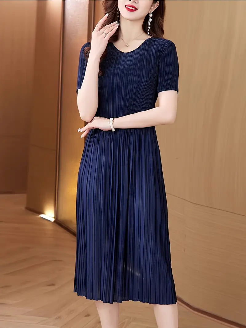 Classic Pleated Polyester Dress