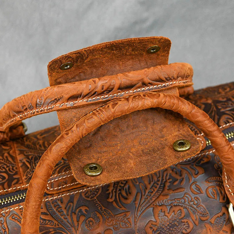 Vintage Crazy Horse Embossed Leather Weekend Bags