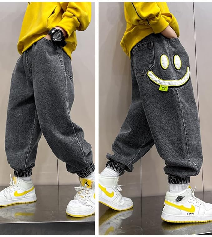 MAOMU Smiley Denim Jogger Pants