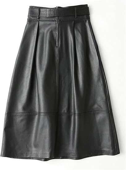 Lautaro Haining Genuine Leather A-Line Midi Skirt