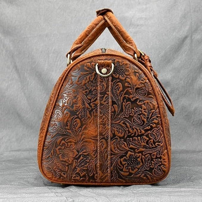 Vintage Crazy Horse Embossed Leather Weekend Bags