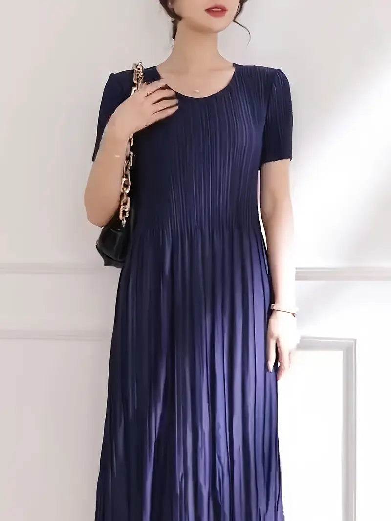 Classic Pleated Polyester Dress