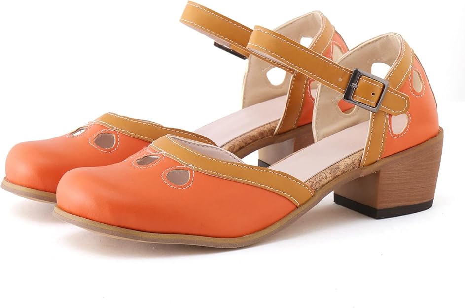 Mary Jane Retro Color Block Sandals