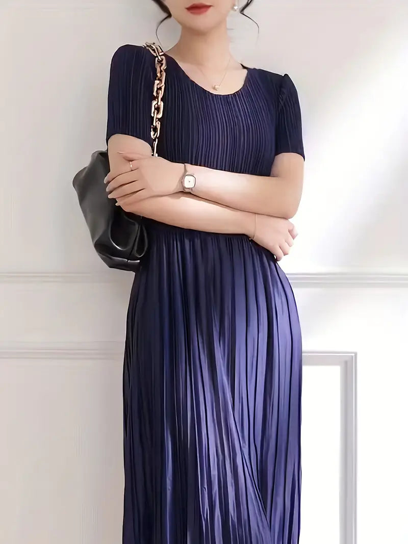 Classic Pleated Polyester Dress