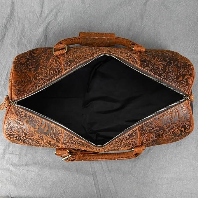 Vintage Crazy Horse Embossed Leather Weekend Bags