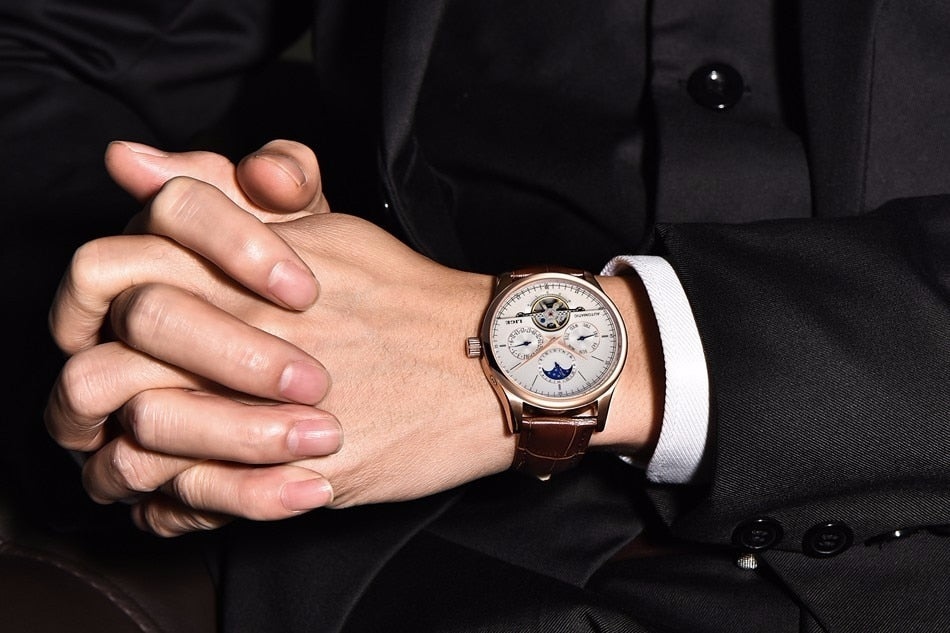 LIGE Belmont Automatic Mechanical Tourbillon Waterproof Watches