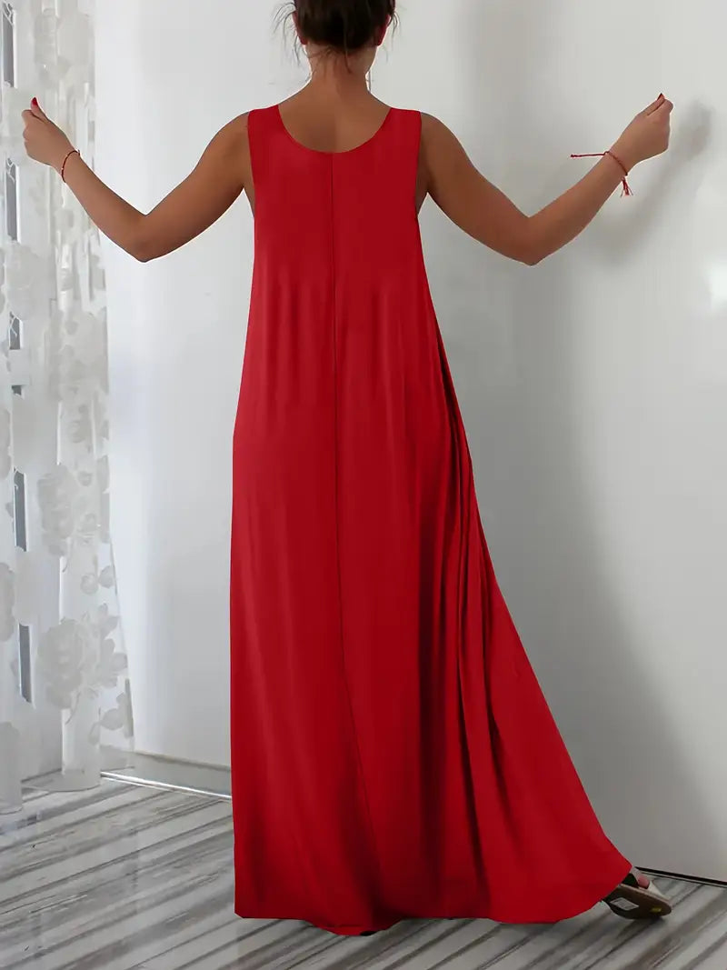 Plus Size A-Line Sleeveless Maxi Dresses