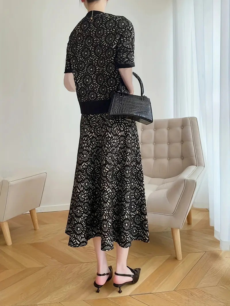 French Retro Midi Two Piece Dress Set