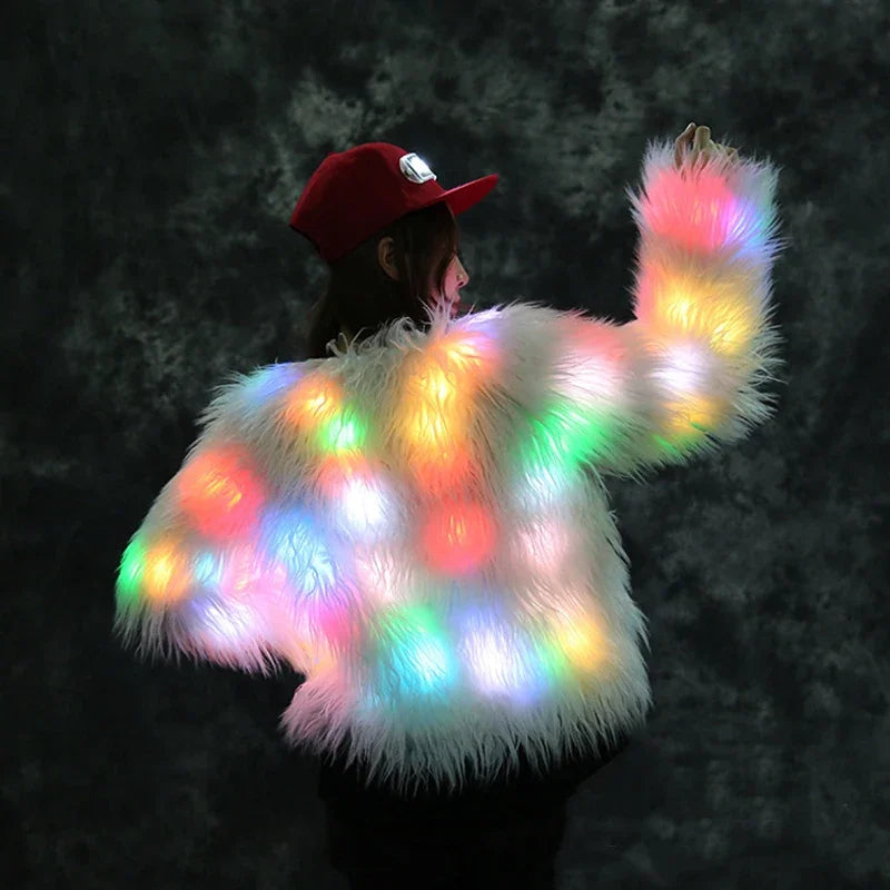 LED Faux Fur Valentine Coat
