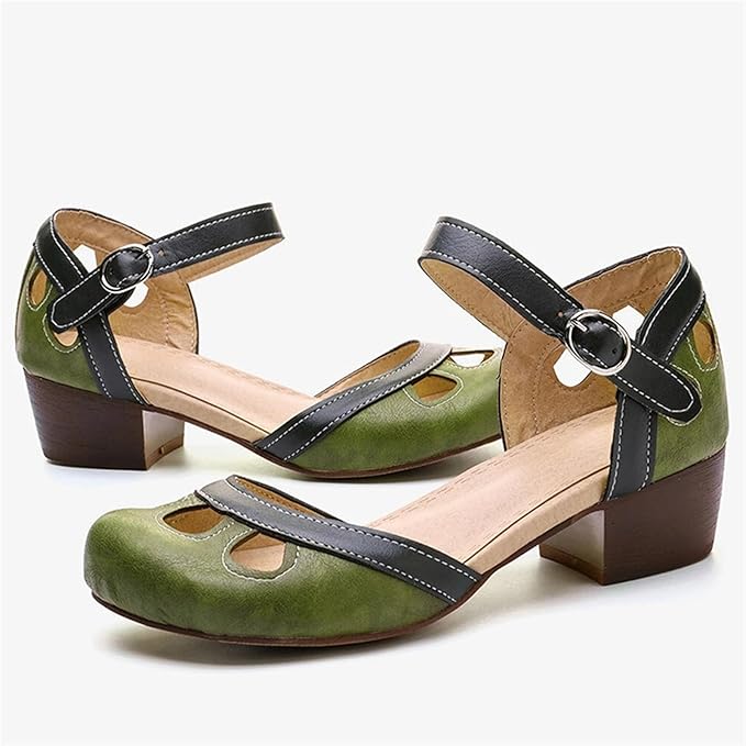 Mary Jane Retro Color Block Sandals