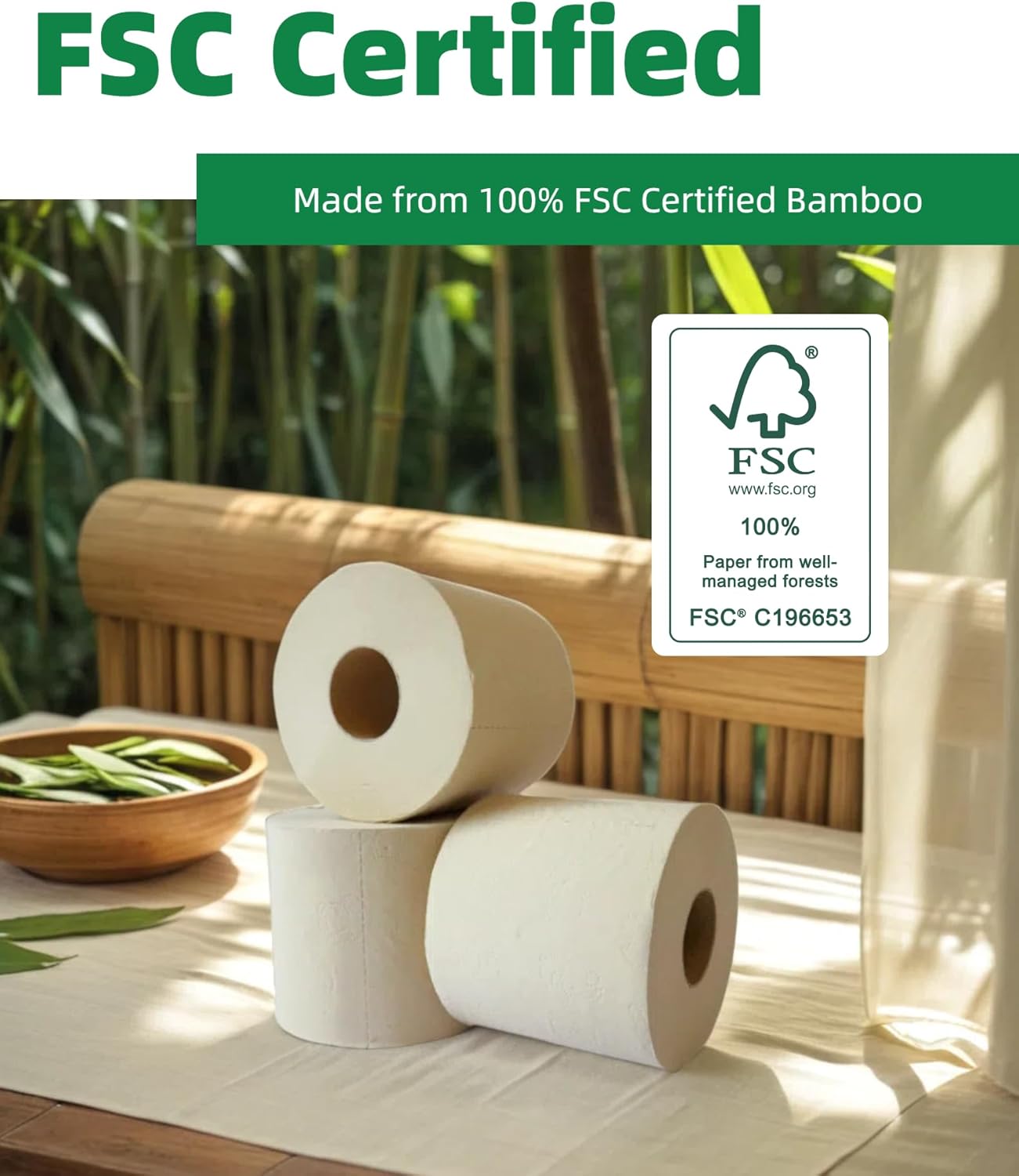ECO Bamboo Thick 4 Ply Unbleached Toilet Paper