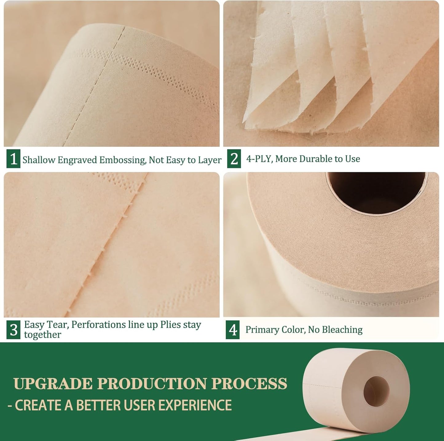 ECO Bamboo Thick 4 Ply Unbleached Toilet Paper