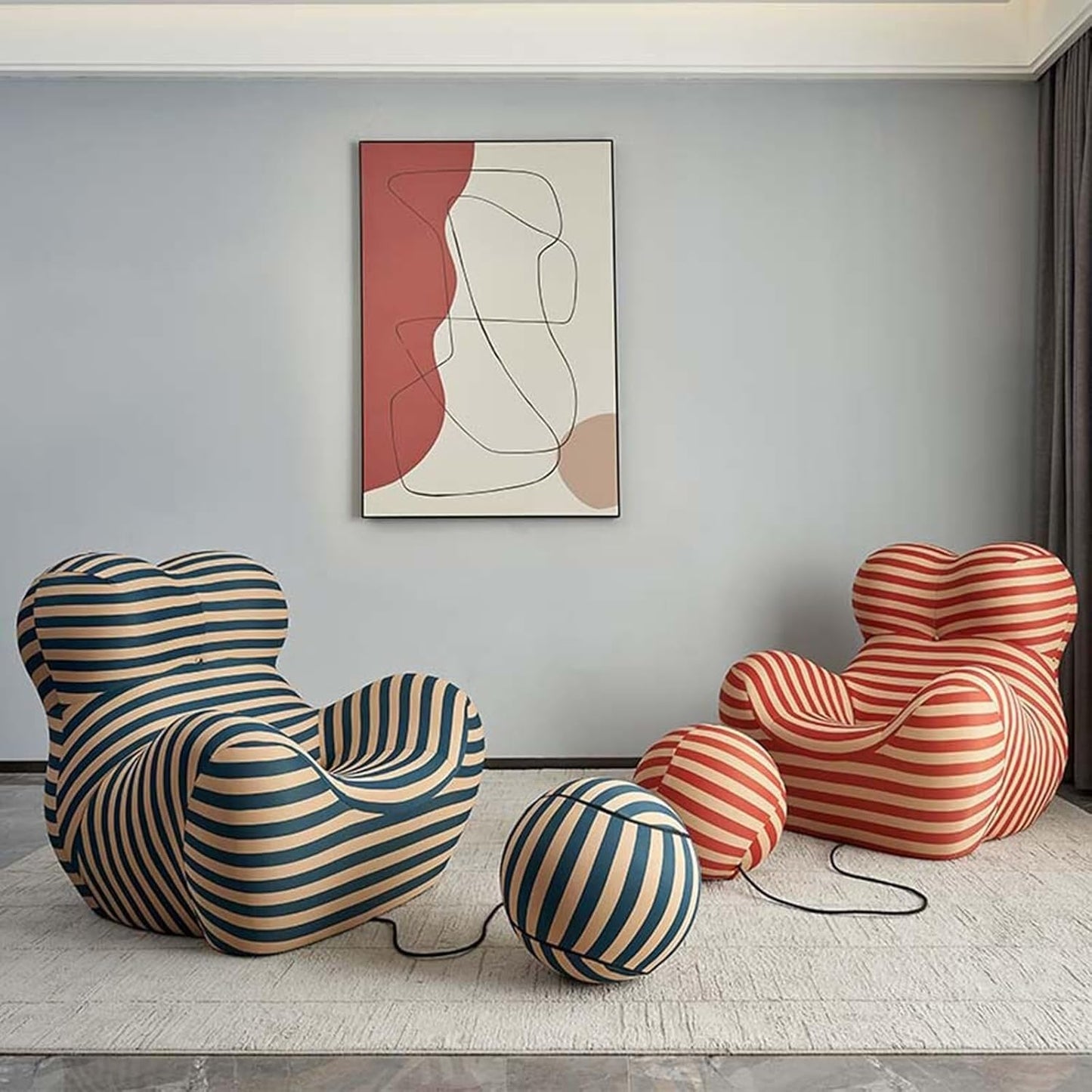 Ergonomic Leisure Ice Cotton Sofa + Ball Chairs