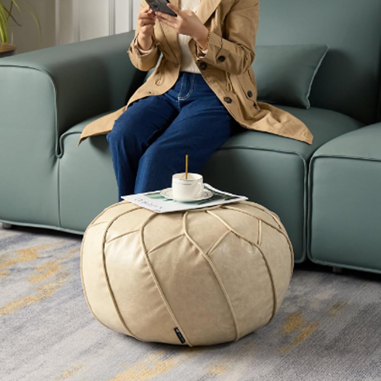 Moroccan Dual Purpose Vegan Leather Ottoman