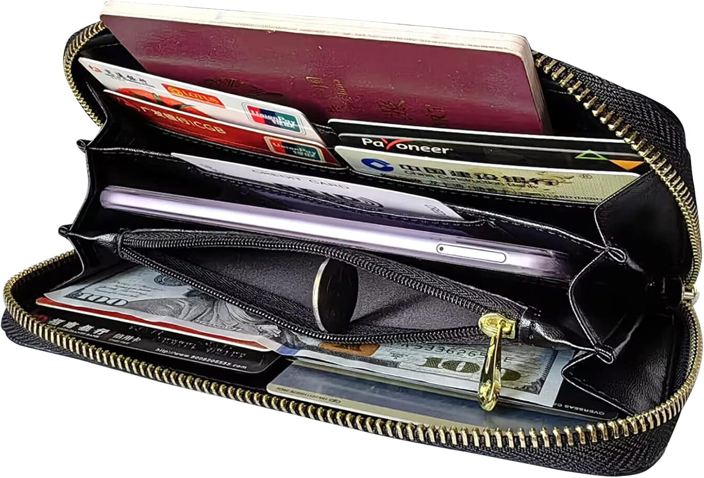 OX KNIGHT Cowhide Leather Multifunctional Zip Wallets