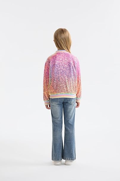 LOLANTA Girls Gradient Sequined Bomber Jackets