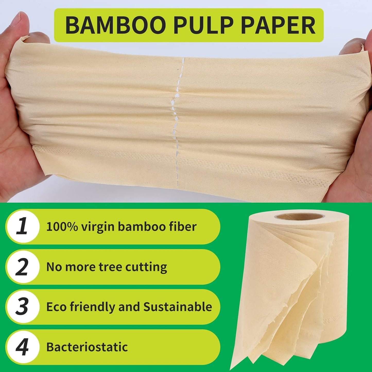 ECO Bamboo Thick 4 Ply Unbleached Toilet Paper