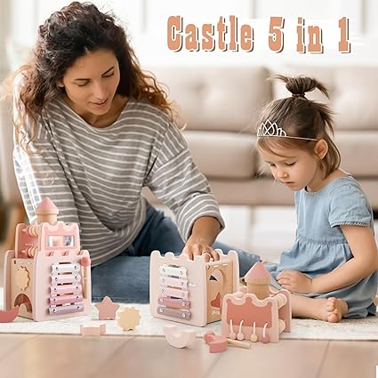 Montessori Wooden Pink Castle