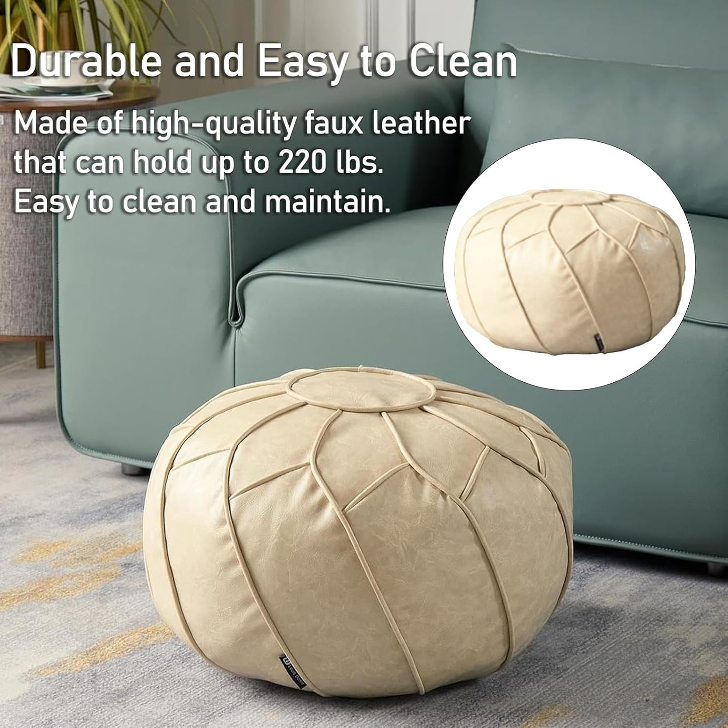 Moroccan Dual Purpose Vegan Leather Ottoman