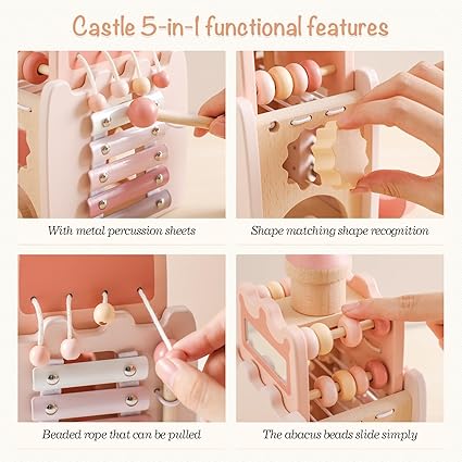 Montessori Wooden Pink Castle