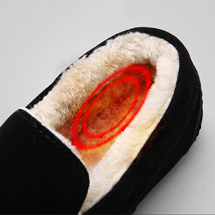 Fluffy Black Moccasin Slippers