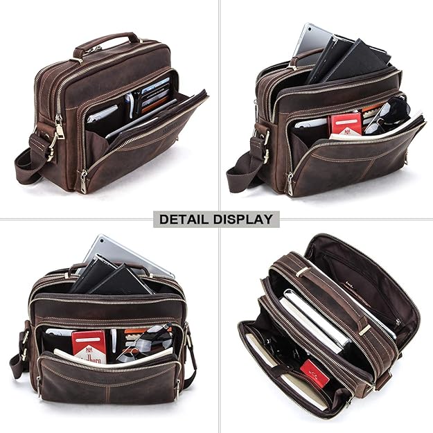 CONTACTS Multifunctional Crazy Horse Leather Bag