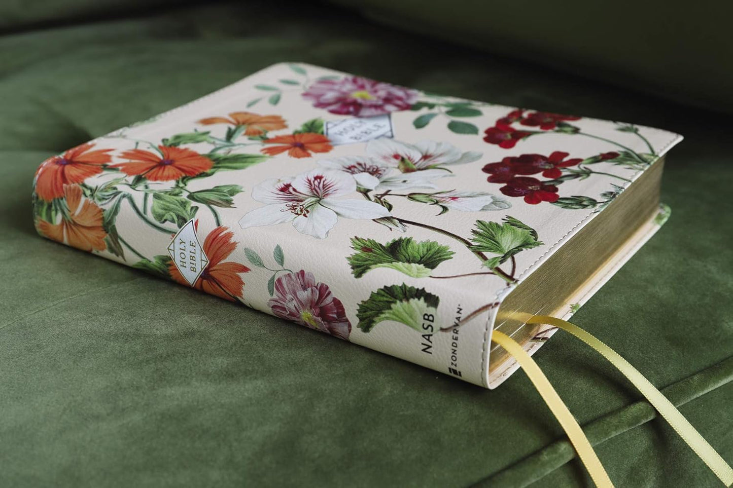 NASB Artisan Almond Floral Collection Bible