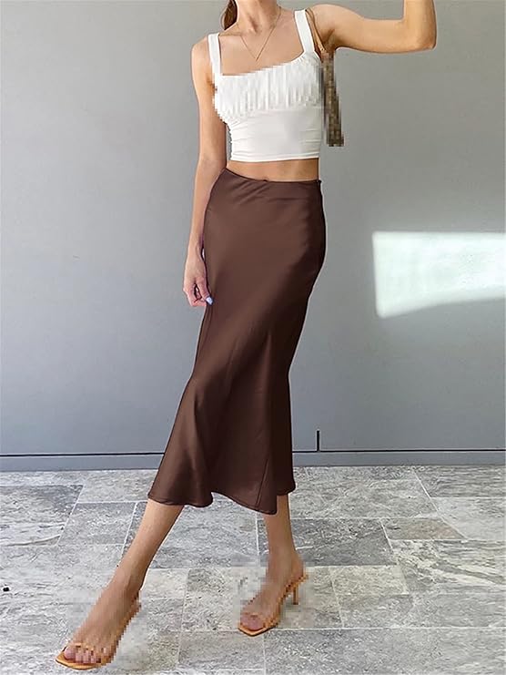 High-Waist A-Line Midi Skirts