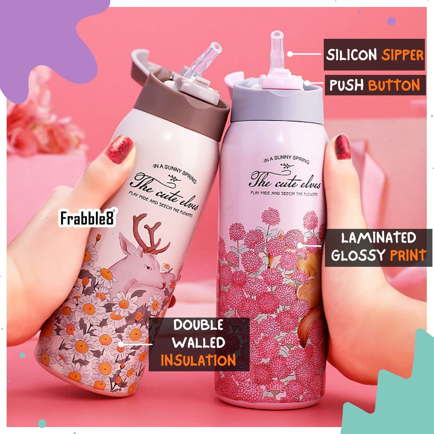 The Cute Elves Straw Water Bottles  (Nuan Qin Cup)