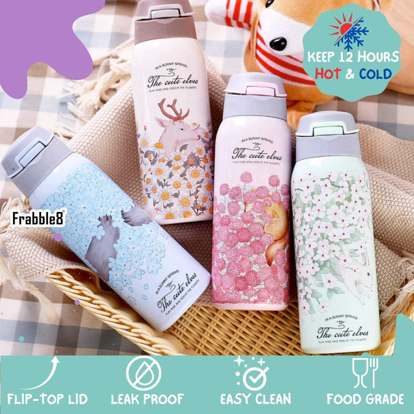 The Cute Elves Straw Water Bottles  (Nuan Qin Cup)