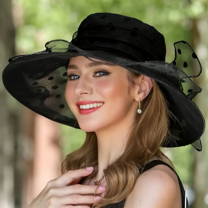 Polka Dot Wide Brim Sun Hats