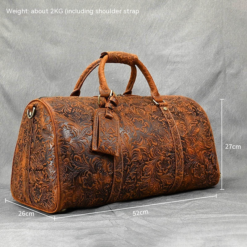 Vintage Crazy Horse Embossed Leather Weekend Bags