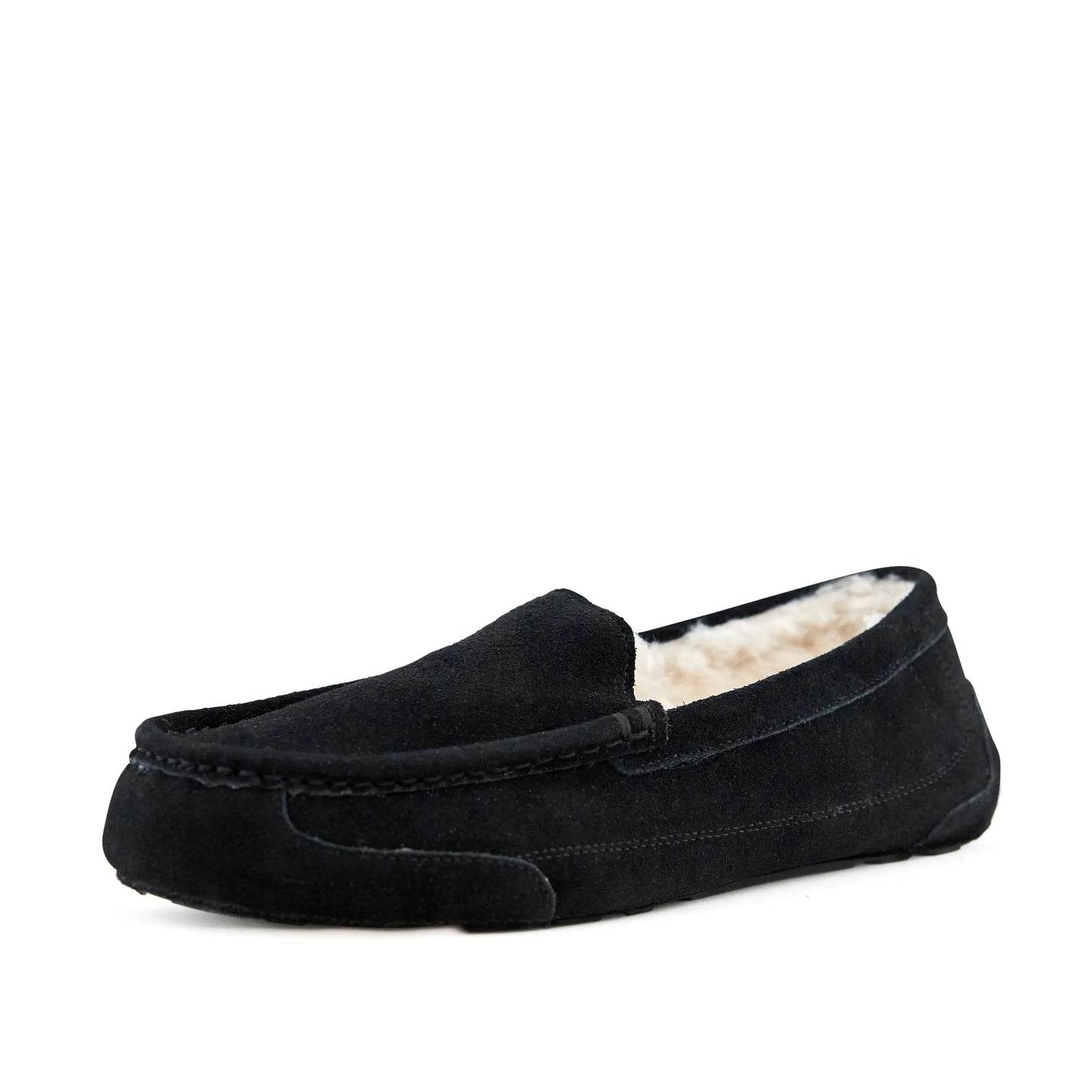 Fluffy Black Moccasin Slippers