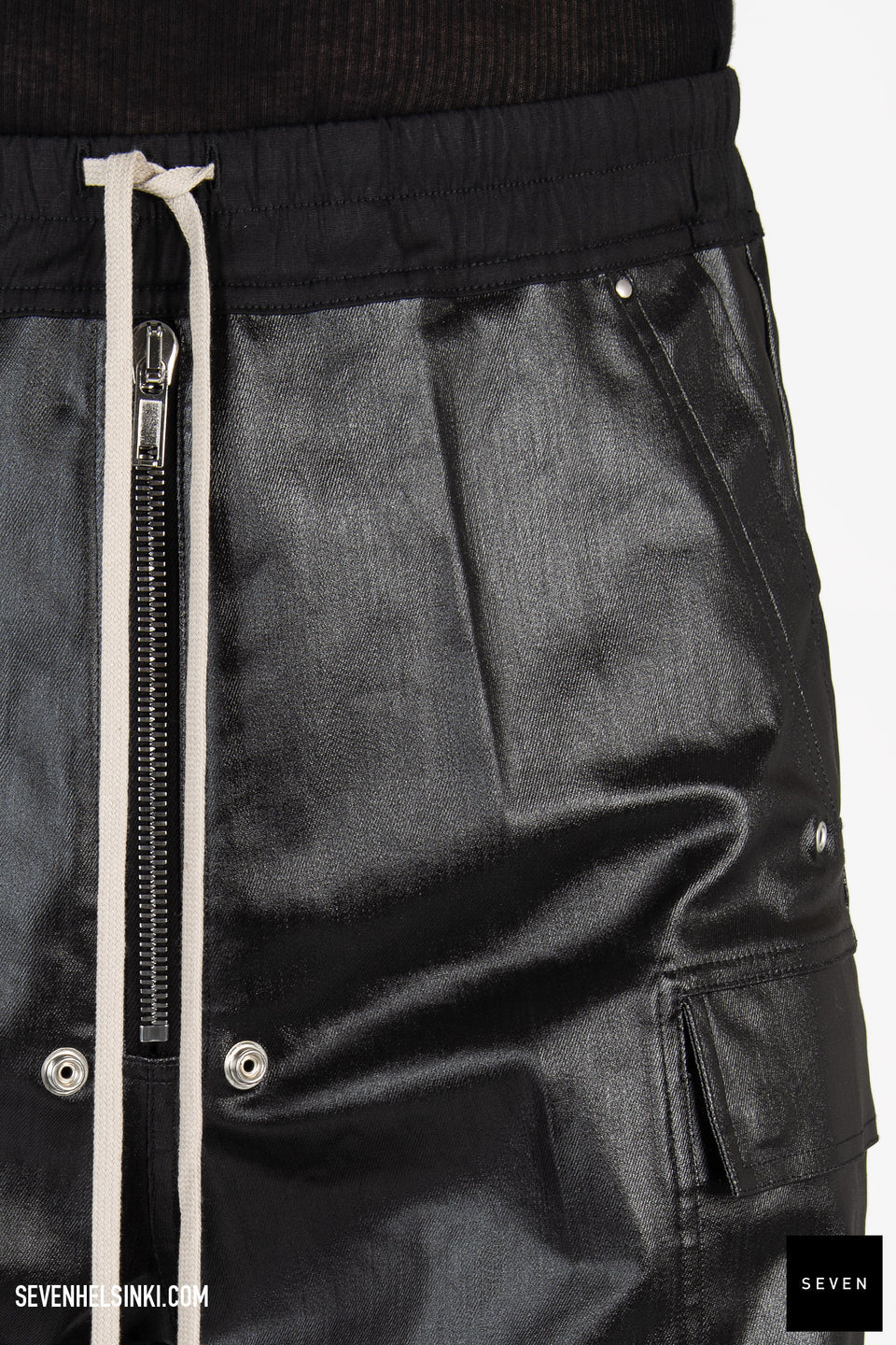 High Street Glossy Black Cargo Pants
