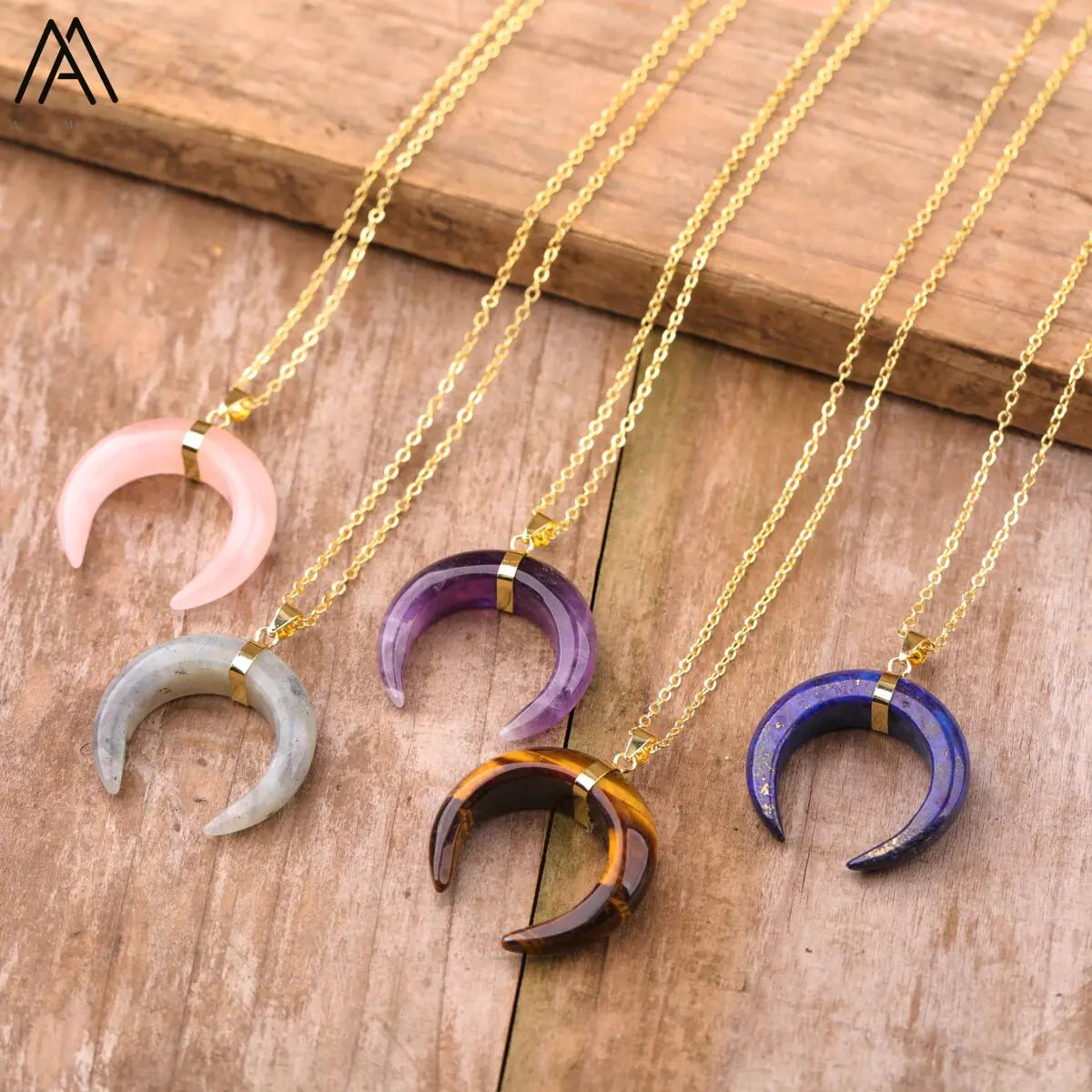 Moon Shape Amethyst Necklaces