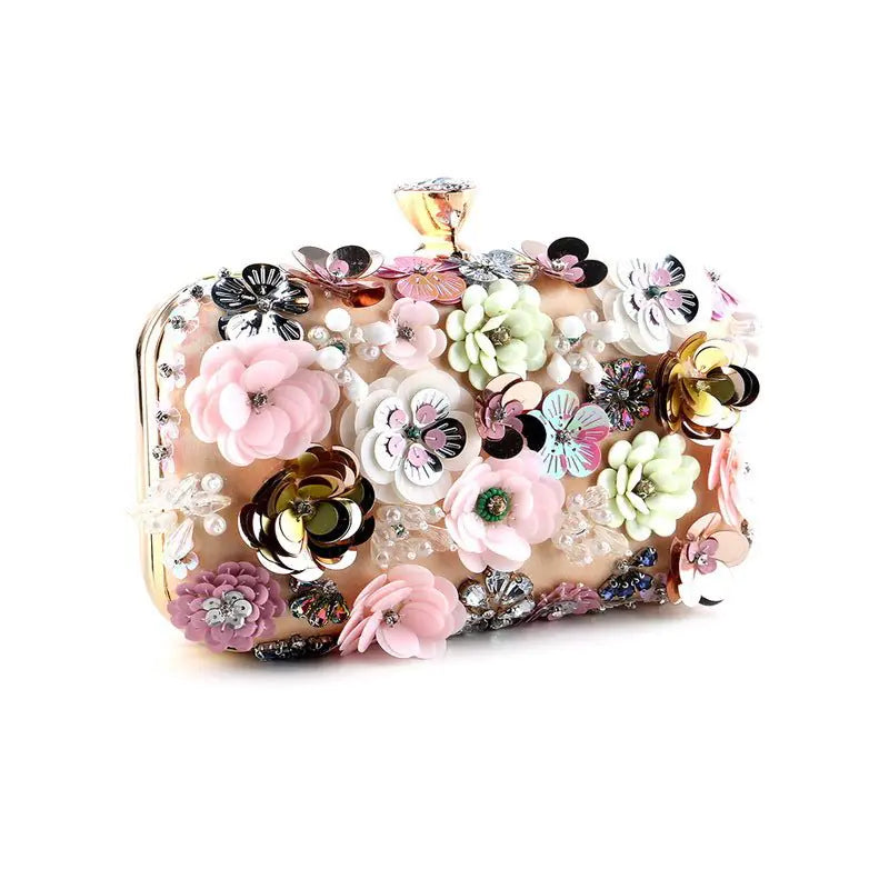 Embellished Floral Evening Clutch Bag