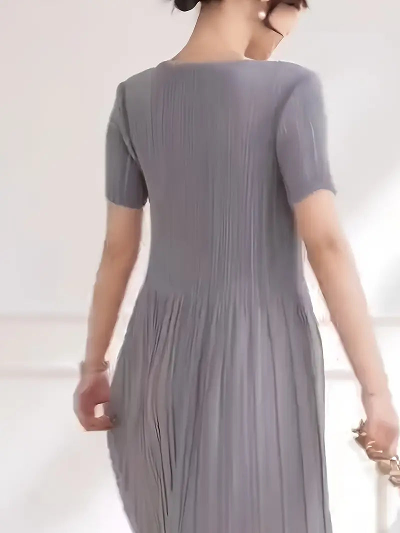 Classic Pleated Polyester Dress