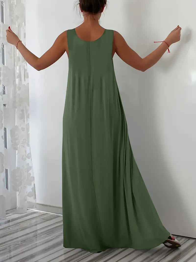 Plus Size A-Line Sleeveless Maxi Dresses
