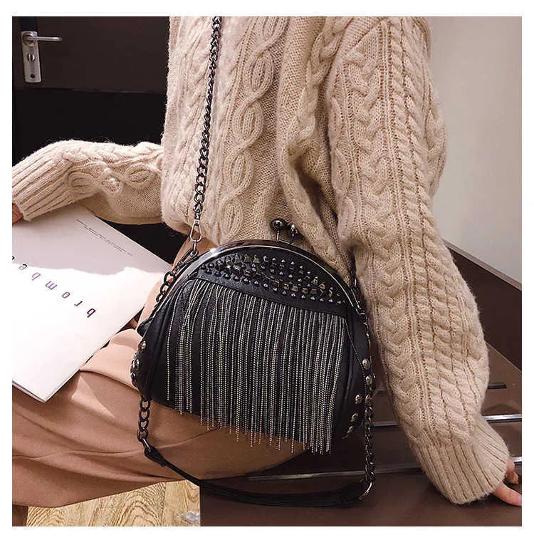 Diamond Rivet Tassel Messenger Bags