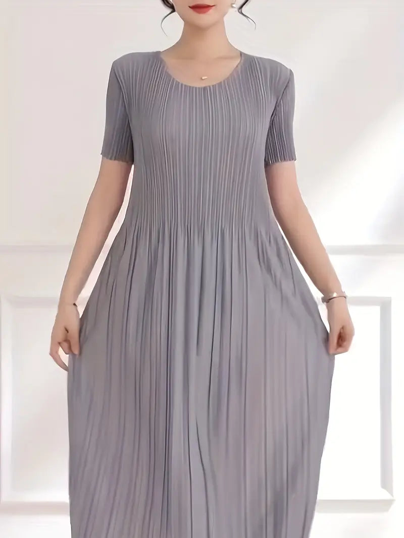 Classic Pleated Polyester Dress