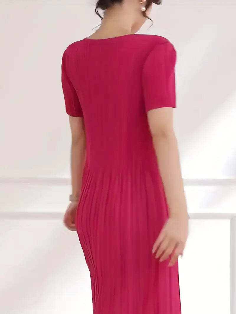 Classic Pleated Polyester Dress