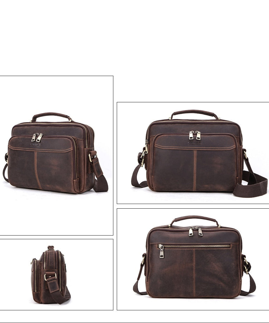 CONTACTS Multifunctional Crazy Horse Leather Bag