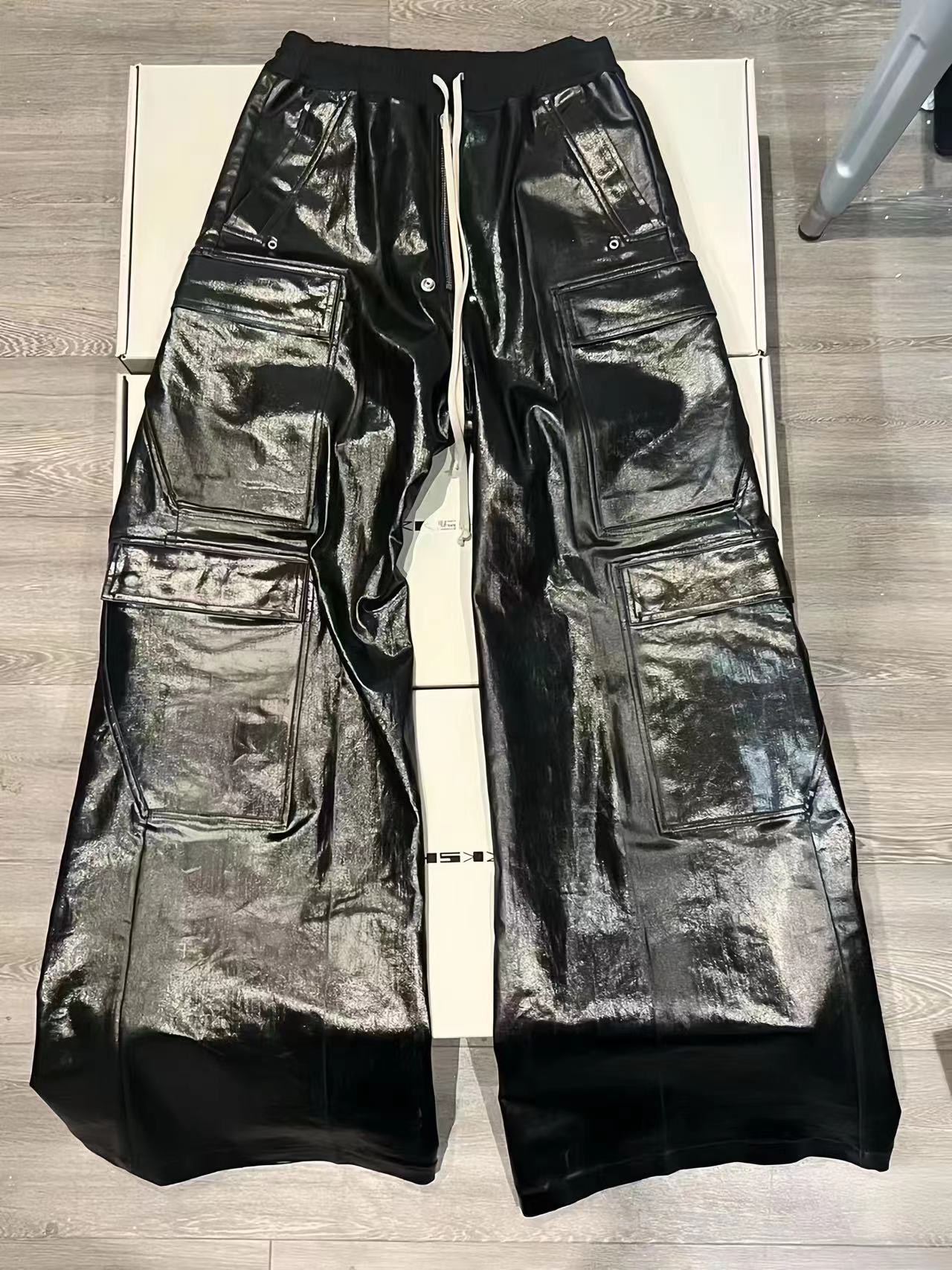High Street Glossy Black Cargo Pants