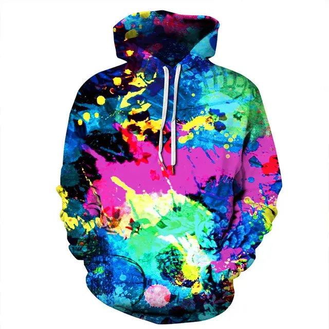 Rainbow Paint Splatter Tie-Dye 3D Hoodies