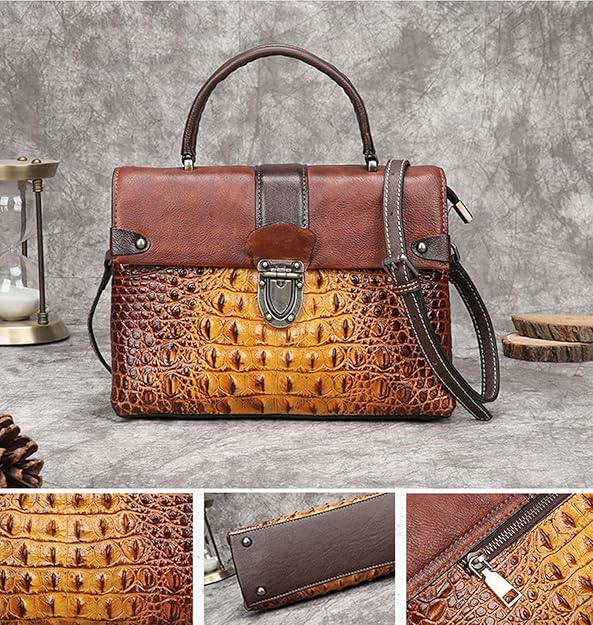 Vintage Leather Crocodile Embossed Handbags
