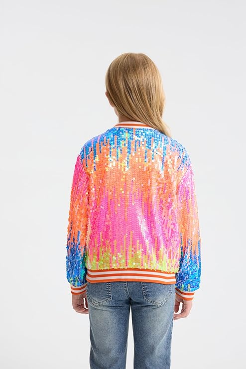 LOLANTA Girls Gradient Sequined Bomber Jackets
