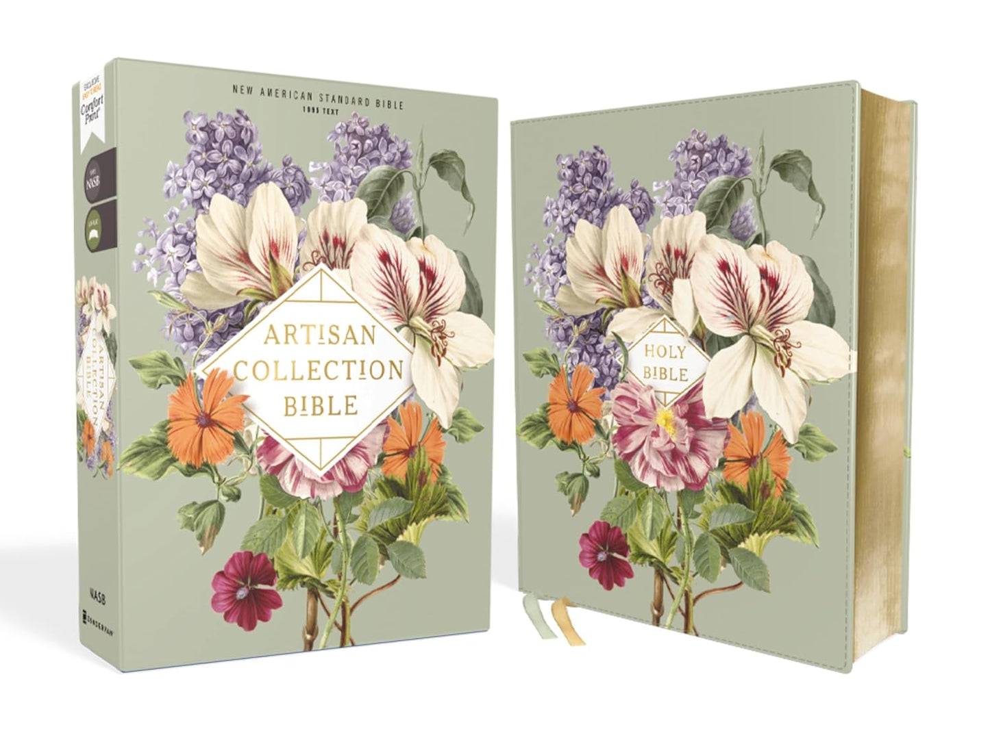 NASB Artisan Almond Floral Collection Bible