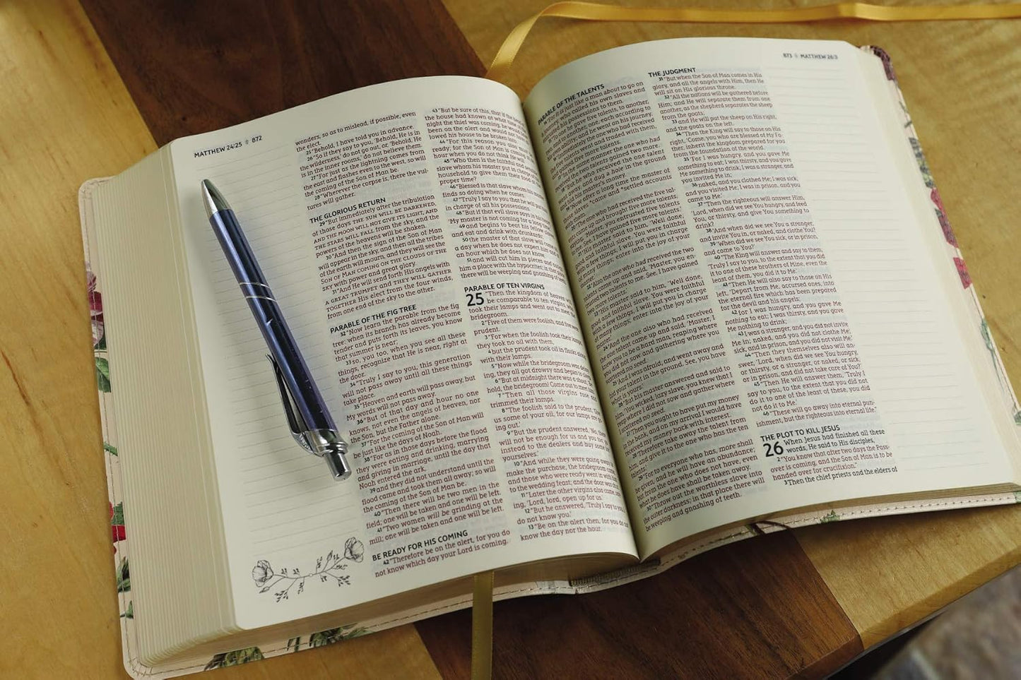 NASB Artisan Almond Floral Collection Bible